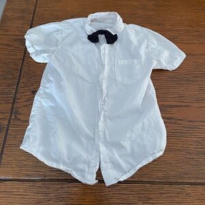 Classic White Kids Shirt with Black Bow Tie